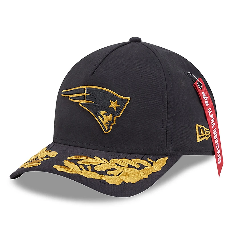 Men's New Era x Alpha Industries  Black New England Patriots A-Frame 9FORTY Adjustable Hat