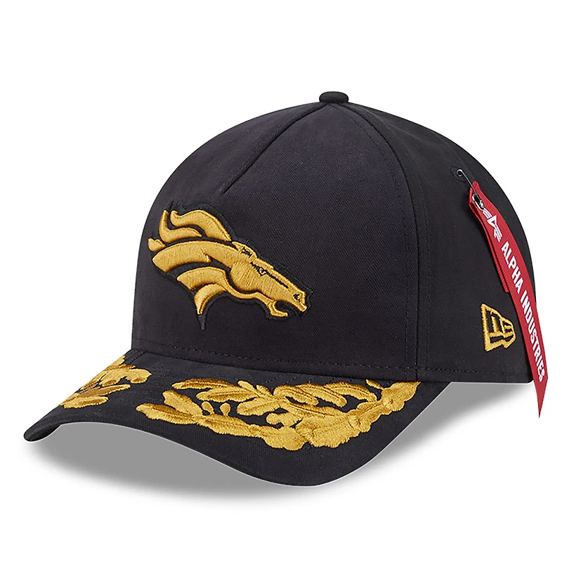 Men's New Era x Alpha Industries  Black Denver Broncos A-Frame 9FORTY Adjustable Hat