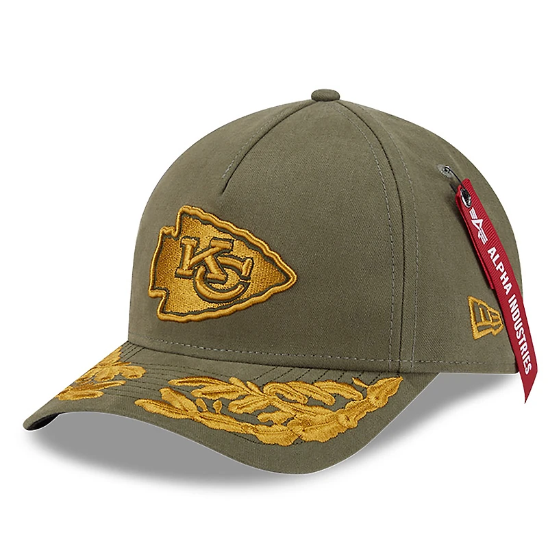 Men's New Era x Alpha Industries  Olive Kansas City Chiefs A-Frame 9FORTY Adjustable Hat
