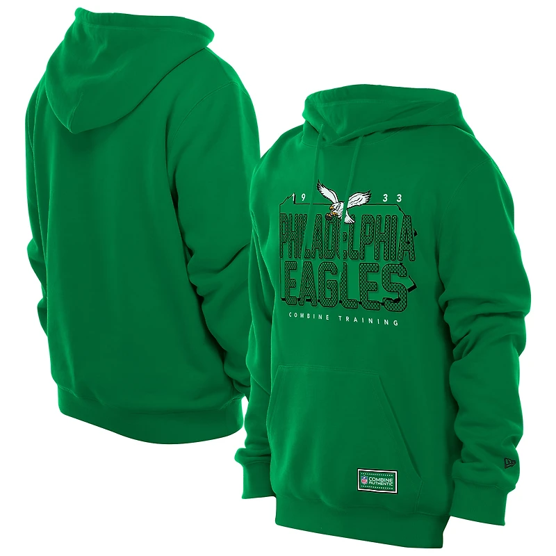 Men's New Era Green Philadelphia Eagles Combine Authentic Local State Throwback Hoodie