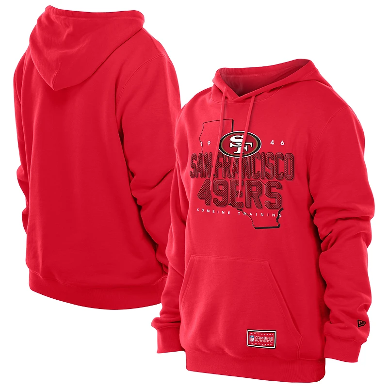 Men's New Era Scarlet San Francisco 49ers Combine Authentic Local State Throwback Hoodie