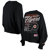 Women's New Era Black Philadelphia Flyers Oversized Throwback Mineral Wash Sweatshirt