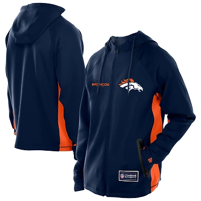 Men's New Era  Navy Denver Broncos Combine Authentic Raglan Scuba Full-Zip Hoodie