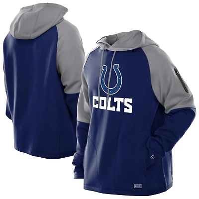 Men's New Era  Royal Indianapolis Colts Combine Authentic Color Block Raglan Pullover Hoodie