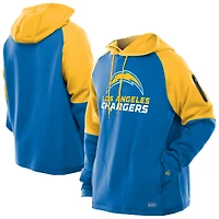 Men's New Era  Powder Blue Los Angeles Chargers Combine Authentic Color Block Raglan Pullover Hoodie