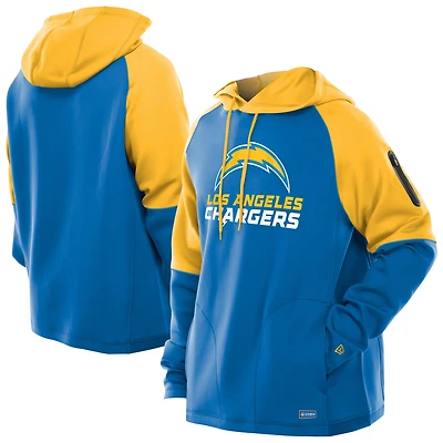 Men's New Era  Powder Blue Los Angeles Chargers Combine Authentic Color Block Raglan Pullover Hoodie