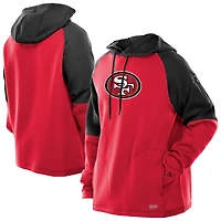 Men's New Era  Scarlet San Francisco 49ers Combine Authentic Color Block Raglan Pullover Hoodie