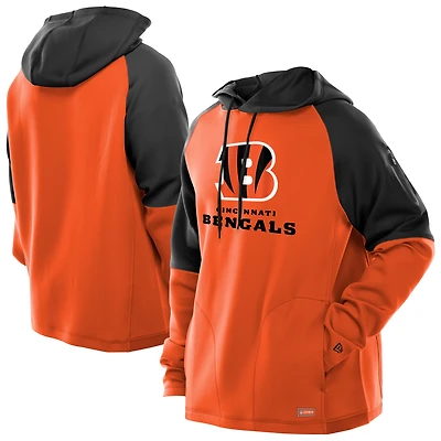 Men's New Era  Orange Cincinnati Bengals Combine Authentic Color Block Raglan Pullover Hoodie