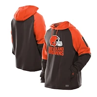 Men's New Era  Brown Cleveland Browns Combine Authentic Color Block Raglan Pullover Hoodie