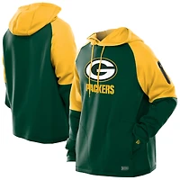 Men's New Era  Green Bay Packers Combine Authentic Color Block Raglan Pullover Hoodie