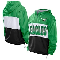 Men's New Era Green Philadelphia Eagles Ripstop Quarter-Zip Hooded Windbreaker