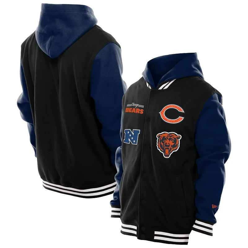 Men's New Era Black Chicago Bears Full-Snap Fleece Hoodie Jacket