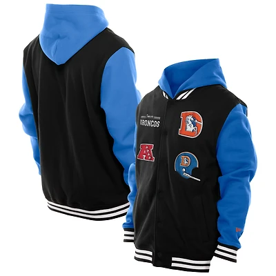 Men's New Era Black Denver Broncos Full-Snap Fleece Hoodie Jacket