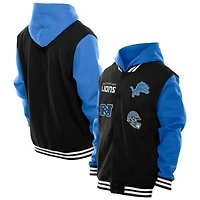 Men's New Era Black Detroit Lions Full-Snap Fleece Hoodie Jacket