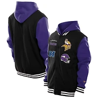 Men's New Era Black Minnesota Vikings Full-Snap Fleece Hoodie Jacket
