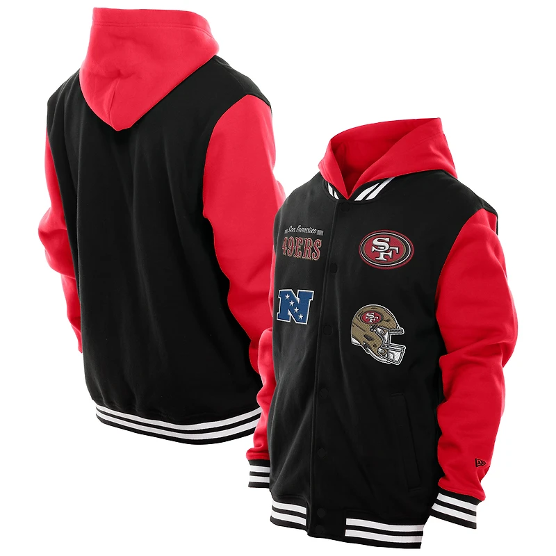 Men's New Era Black San Francisco 49ers Full-Snap Fleece Hoodie Jacket