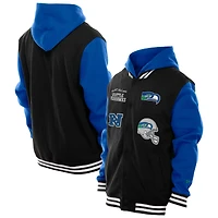 Men's New Era Black Seattle Seahawks Full-Snap Fleece Hoodie Jacket