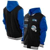 Men's New Era Black Seattle Seahawks Full-Snap Fleece Hoodie Jacket