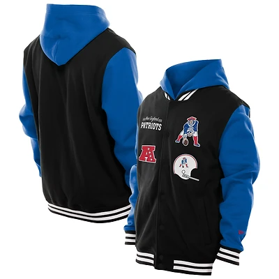 Men's New Era Black England Patriots Full-Snap Fleece Hoodie Jacket