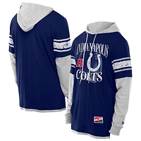 Men's New Era Royal Indianapolis Colts Twofer Layered Long Sleeve Hoodie T-Shirt