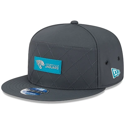 Men's New Era Charcoal Jacksonville Jaguars 2025 Sideline Cold Weather Split Panel 9FIFTY Snapback Hat