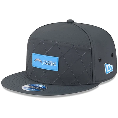 Men's New Era Charcoal Los Angeles Chargers 2025 Sideline Cold Weather Split Panel 9FIFTY Snapback Hat