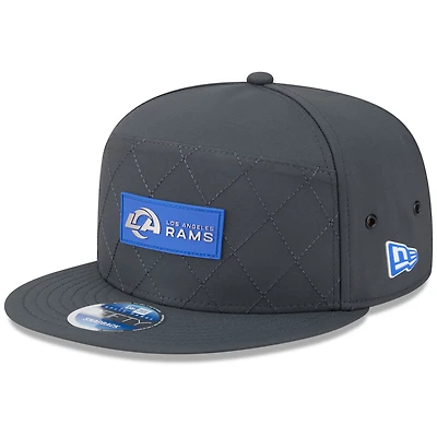 Men's New Era Charcoal Los Angeles Rams 2025 Sideline Cold Weather Split Panel 9FIFTY Snapback Hat