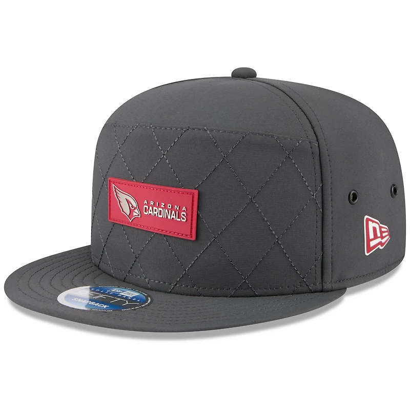 Men's New Era Charcoal Arizona Cardinals 2025 Sideline Cold Weather Split Panel 9FIFTY Snapback Hat