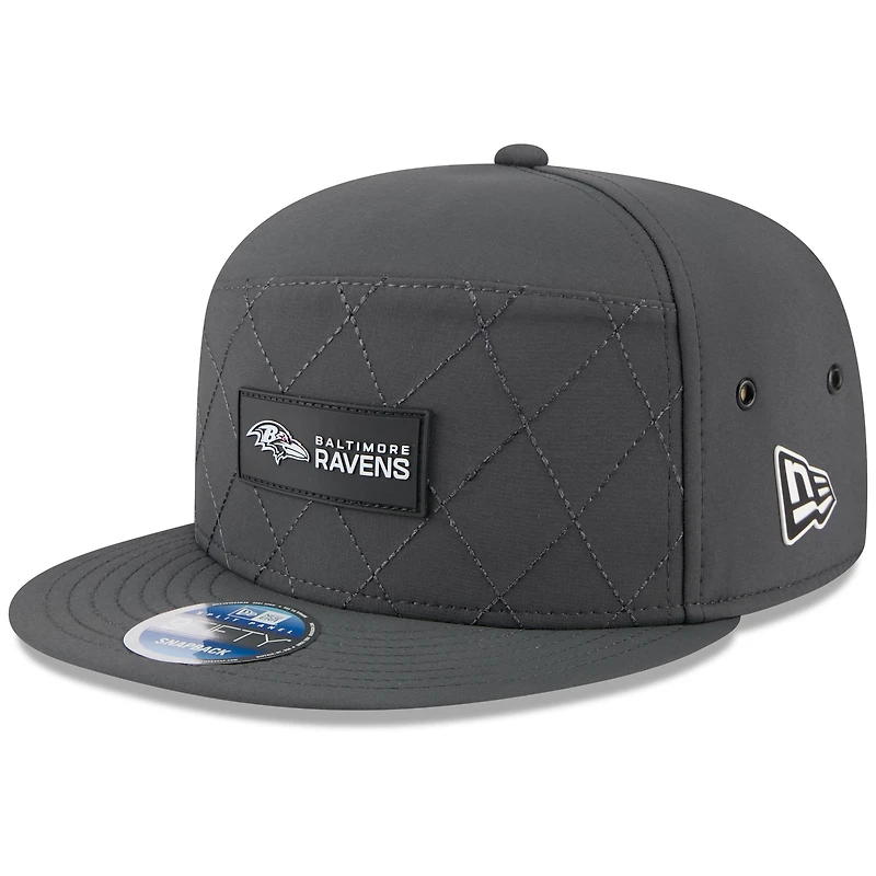 Men's New Era Charcoal Baltimore Ravens 2025 Sideline Cold Weather Split Panel 9FIFTY Snapback Hat