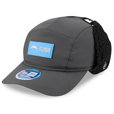 Men's New Era Charcoal Los Angeles Chargers 2025 Sideline Cold Weather Runner Dog Ear Adjustable Hat