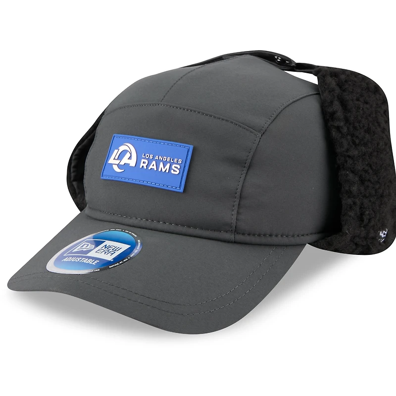 Men's New Era Charcoal Los Angeles Rams 2025 Sideline Cold Weather Runner Dog Ear Adjustable Hat