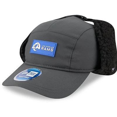 Men's New Era Charcoal Los Angeles Rams 2025 Sideline Cold Weather Runner Dog Ear Adjustable Hat