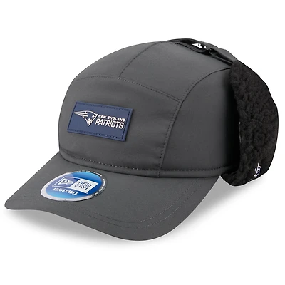 Men's New Era Charcoal New England Patriots 2025 Sideline Cold Weather Runner Dog Ear Adjustable Hat