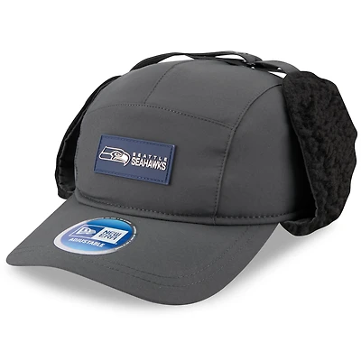 Men's New Era Charcoal Seattle Seahawks 2025 Sideline Cold Weather Runner Dog Ear Adjustable Hat