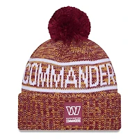 Men's New Era Burgundy Washington Commanders 2025 Sideline Cold Weather Cuffed Knit Hat with Pom