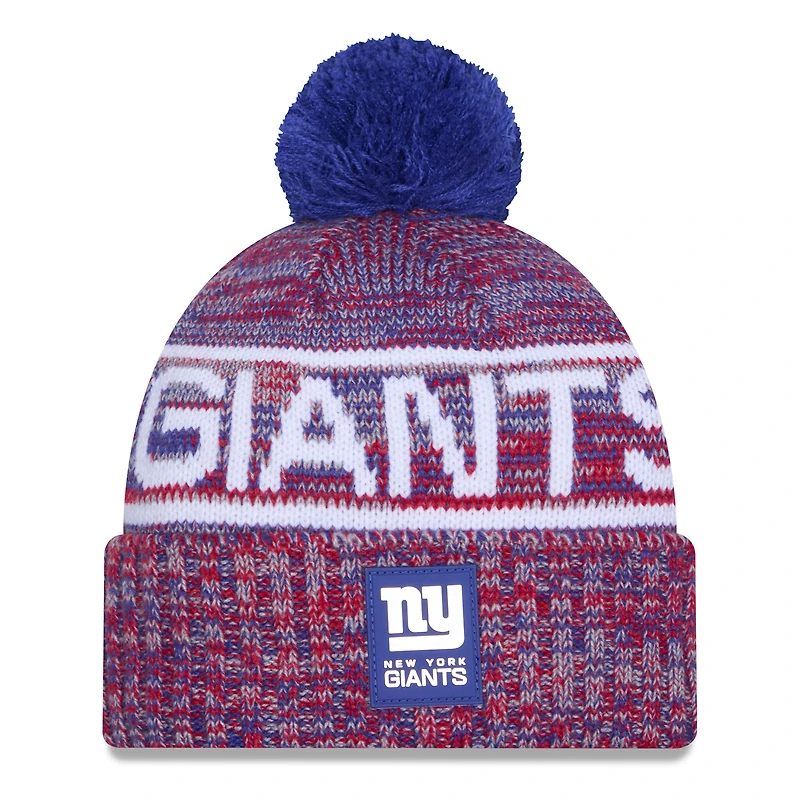 Men's New Era Red New York Giants 2025 Sideline Cold Weather Cuffed Knit Hat with Pom