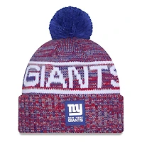 Men's New Era Red New York Giants 2025 Sideline Cold Weather Cuffed Knit Hat with Pom