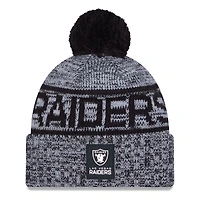 Men's New Era Black Las Vegas Raiders 2025 Sideline Cold Weather Cuffed Knit Hat with Pom