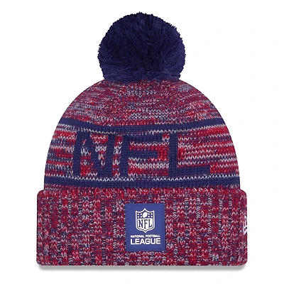 Men's New Era Red NFL 2025 Sideline Cold Weather Cuffed Knit Hat with Pom