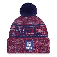Men's New Era Red NFL 2025 Sideline Cold Weather Cuffed Knit Hat with Pom