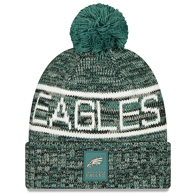 Men's New Era Midnight Green Philadelphia Eagles 2025 Sideline Cold Weather Cuffed Knit Hat with Pom