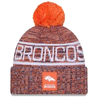 Men's New Era Orange Denver Broncos 2025 Sideline Cold Weather Cuffed Knit Hat with Pom