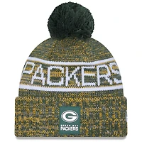 Men's New Era Green Green Bay Packers 2025 Sideline Cold Weather Cuffed Knit Hat with Pom