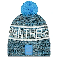 Men's New Era Blue Carolina Panthers 2025 Sideline Cold Weather Cuffed Knit Hat with Pom