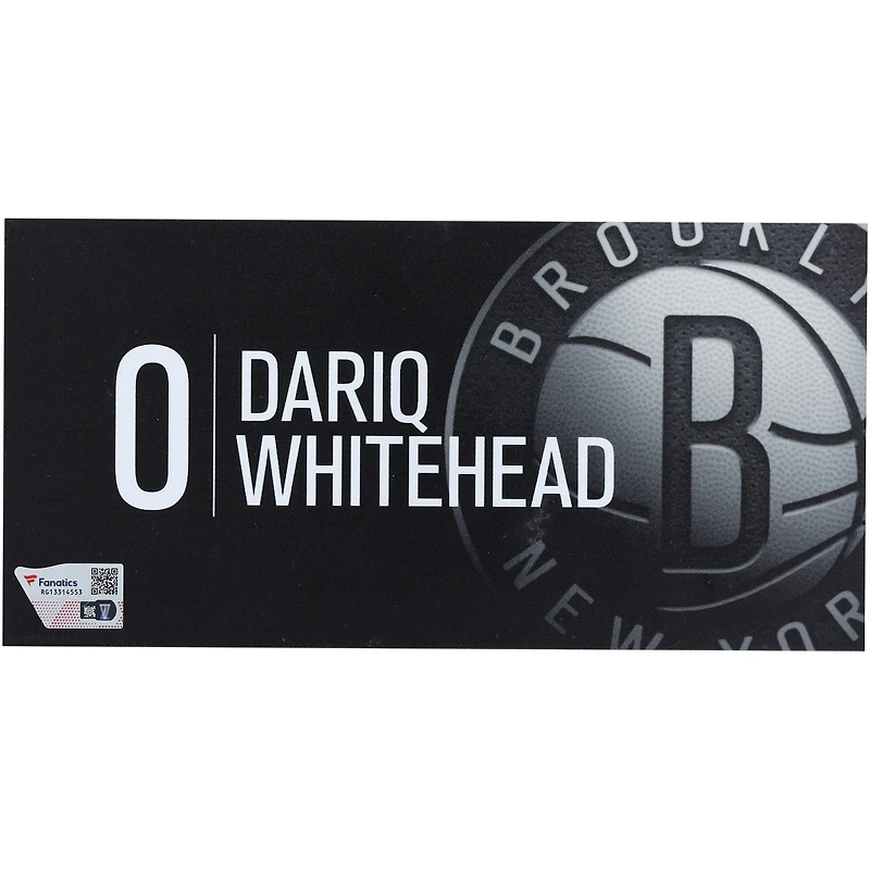 Dariq Whitehead Brooklyn Nets Player-Issued #0 Black Nameplate from the 2024-25 NBA Season