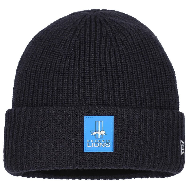 Men's New Era Charcoal Detroit Lions 2025 Sideline Cold Weather Throwback Cuffed Knit Hat