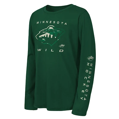 Youth Outerstuff Hunter Green Minnesota Wild Seize the Win Long Sleeve T-Shirt