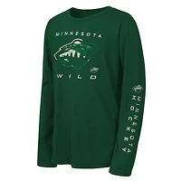 Youth Outerstuff Hunter Green Minnesota Wild Seize the Win Long Sleeve T-Shirt