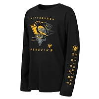 Youth Outerstuff Black Pittsburgh Penguins Seize the Win Long Sleeve T-Shirt
