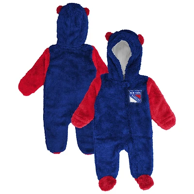 Infant & Newborn Outerstuff Blue New York Rangers Stay Napping Fleece Bunting Full-Zip Hooded Sleeper